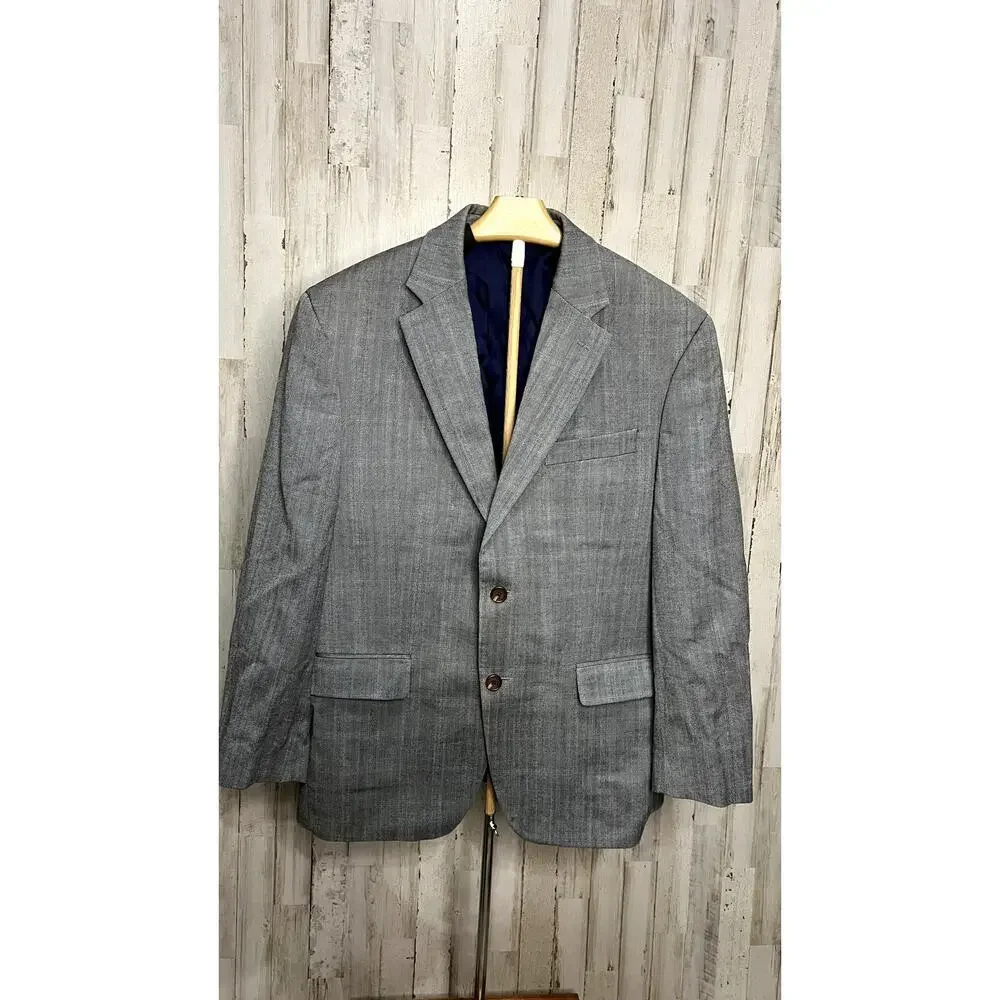 Vintage 90s Ralph‎ Lauren Men's Herringbone Silk/Wool Blend Blazer Size 40S